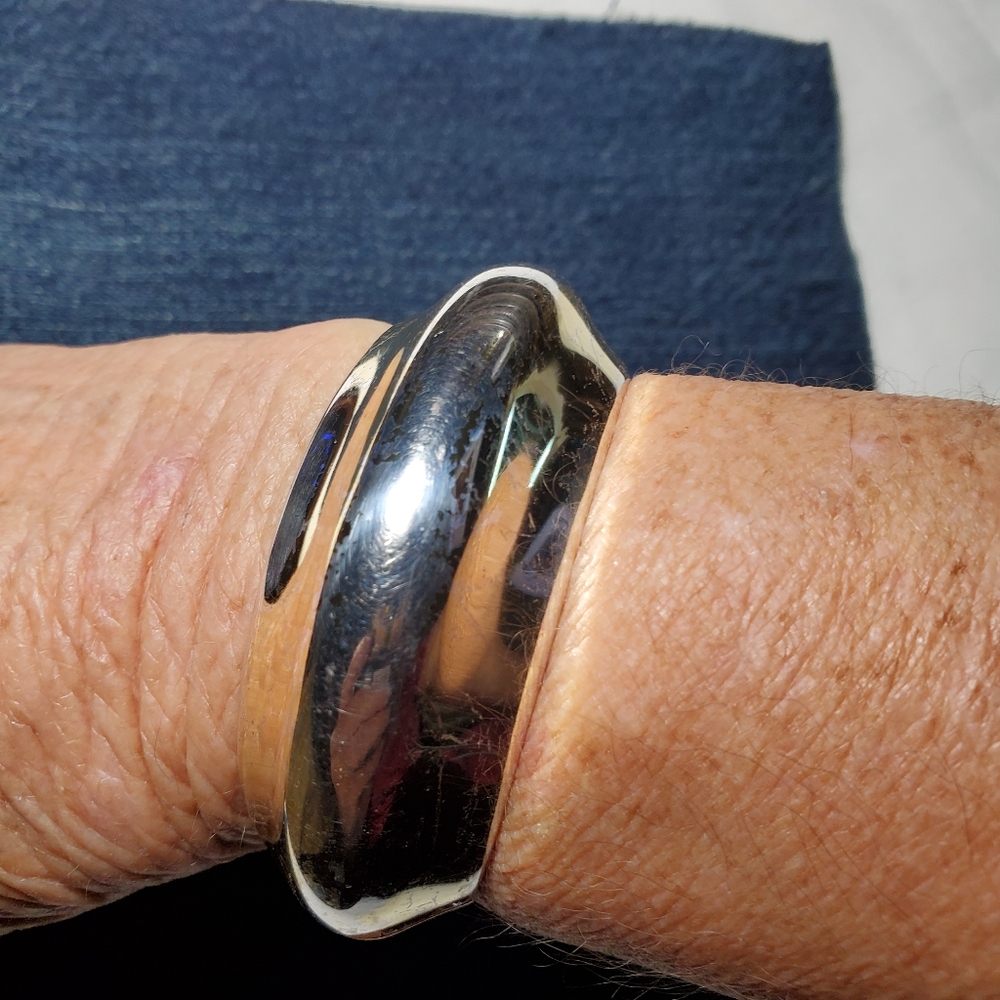 Vintage Silverplated Spring Hinge Chunky Cuff Bracelet For Small Wrist Heritage - Picture 8 of 8